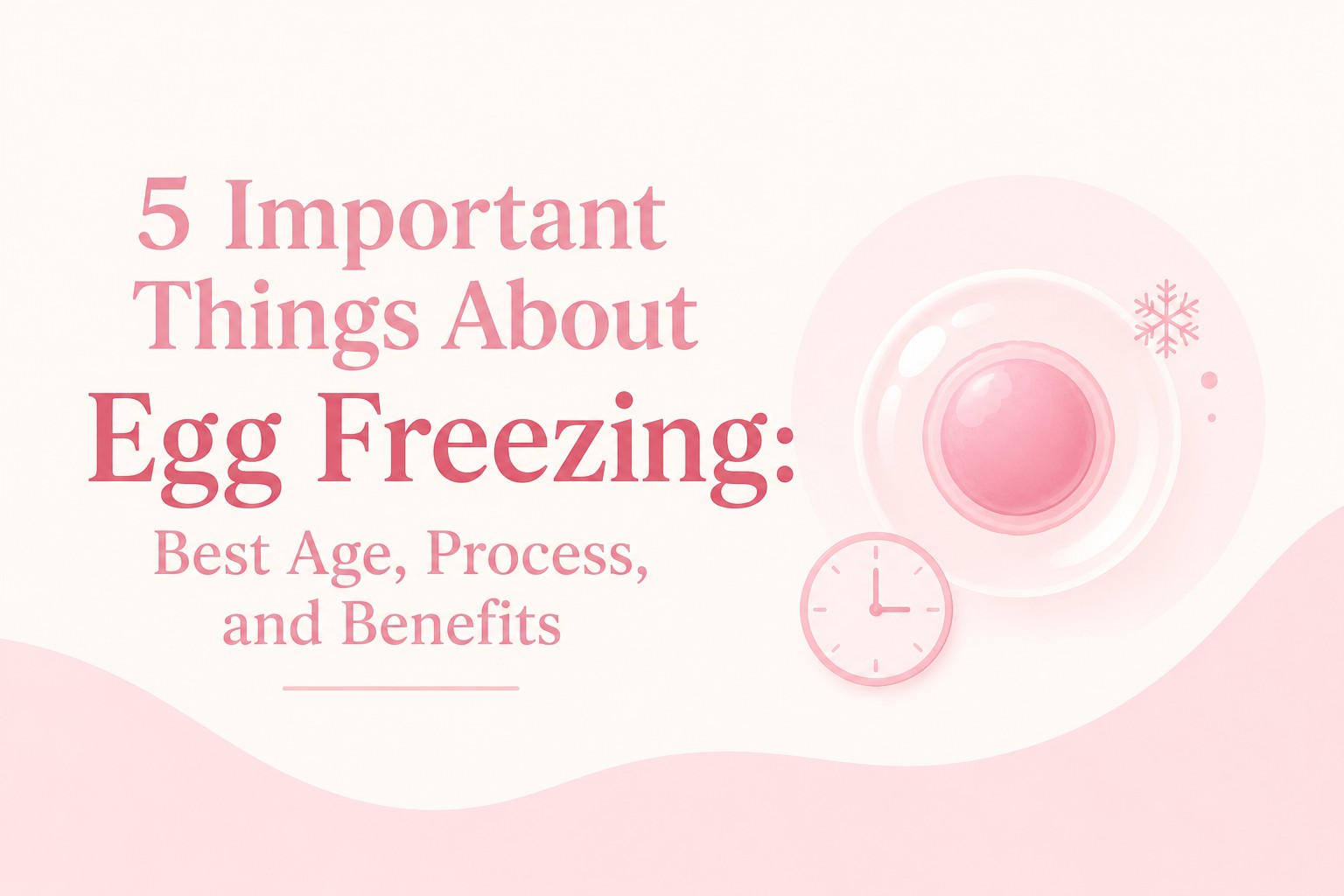 A blog banner illustration explaining the egg freezing process and age factors for women at Alka IVF clinic.